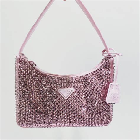 prada beige pink handbag|prada pink rhinestone bag.